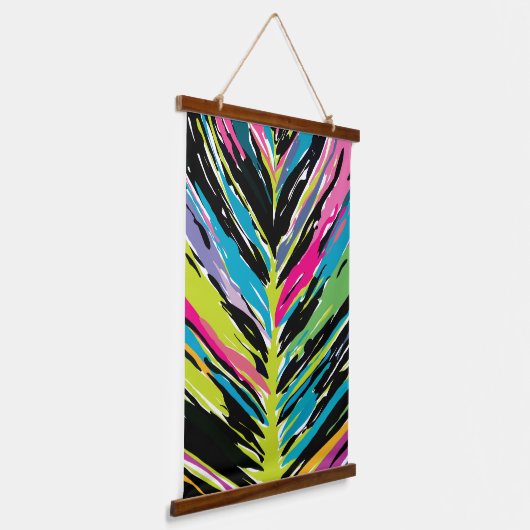 Abstract vibrant multicolor tropisch leder hangend wandkleed (Gebogen)