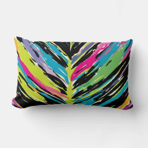 Abstract vibrant multicolor tropisch leder kussen