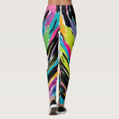 Abstract vibrant multicolor tropisch leder leggings (Achterkant)