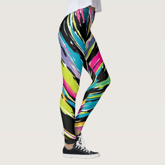 Abstract vibrant multicolor tropisch leder leggings (Rechts)