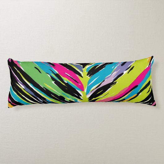 Abstract vibrant multicolor tropisch leder lichaamskussen (Achterkant)