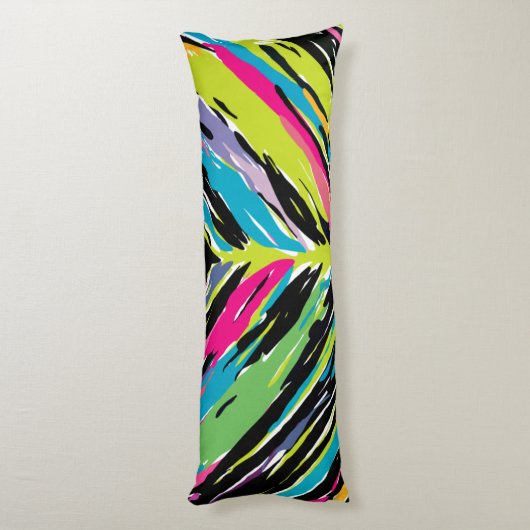 Abstract vibrant multicolor tropisch leder lichaamskussen (Achterkant (Verticaal))