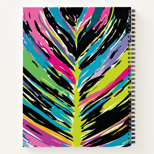 Abstract vibrant multicolor tropisch leder notitieboek (Achterkant)