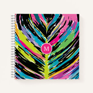 Abstract vibrant multicolor tropisch leder notitieboek