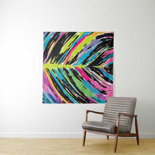 Abstract vibrant multicolor tropisch leder wandkleed (In Situ (horizontaal))