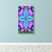 Abstract vibrant Paars Turquoise Pattern Canvas Afdruk (Insitu (Houten vloer))