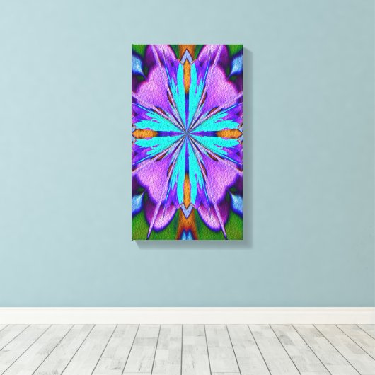 Abstract vibrant Paars Turquoise Pattern Canvas Afdruk (Insitu (Houten vloer))