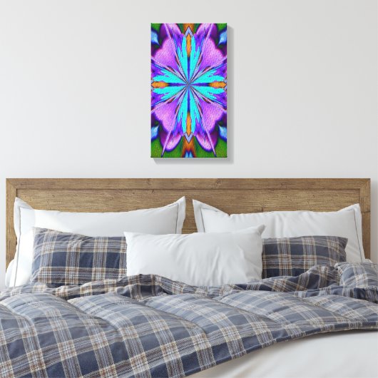 Abstract vibrant Paars Turquoise Pattern Canvas Afdruk (Insitu (Slaapkamer))