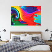Abstract vibrant schilderkunstschilderwerk afdrukk canvas afdruk (Insitu (Slaapkamer))