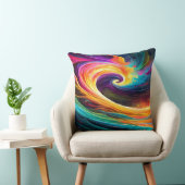 Abstract Vibrant Wave Throw Pillow Kussen (Stoel)