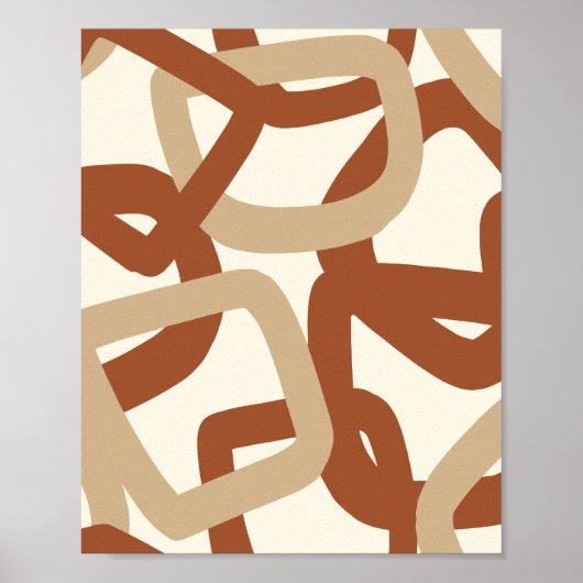 Abstract Vierkant Ingewikkeld Aards Neutraal Geome Poster (Voorkant)