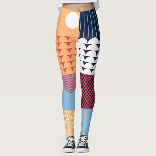 Abstract vierkant kunstwerk: geometrisch ontwerp. leggings (Voorkant)