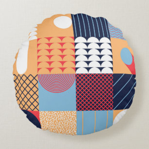 Abstract vierkant kunstwerk: geometrisch ontwerp. rond kussen