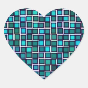 Abstract vierkant patroon hart sticker