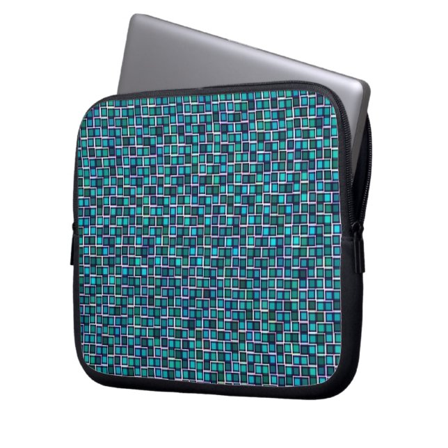 Abstract vierkant patroon laptop sleeve (Voorkant Links)