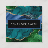 Abstract vierkant Visitekaartje Blauw en Groen Aga (Voorkant)