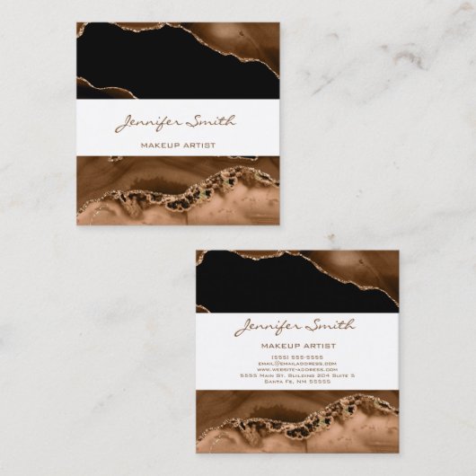 Abstract vierkant Visitekaartje bruin geagate brui (Voorkant / Achterkant)