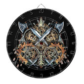 Abstract Viking Owl Cogwheels Face Mask Dartbord (Voorkant)