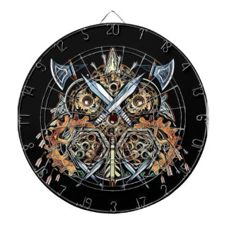 Abstract Viking Owl Cogwheels Face Mask Dartbord