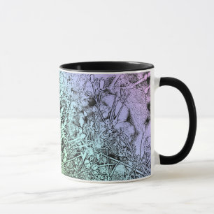 Abstract violet en blauw wapen met zwart handvat mok