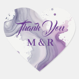 Abstract Violet en Roze Waterverf Dank u Hart Sticker