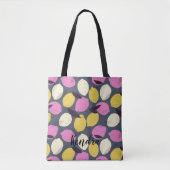 Abstract Violet roze gele leemonpatroon Tote Bag (Voorkant)
