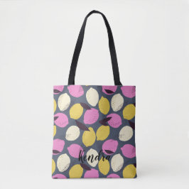 Abstract Violet roze gele leemonpatroon Tote Bag