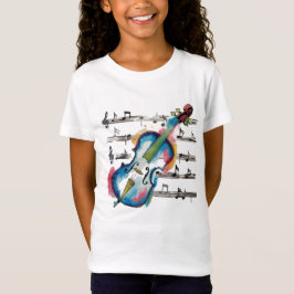 Abstract Violin Girls' Jersey T-shirt