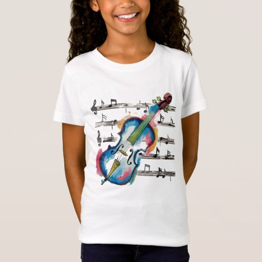Abstract Violin Girls' Jersey T-shirt (Voorkant)