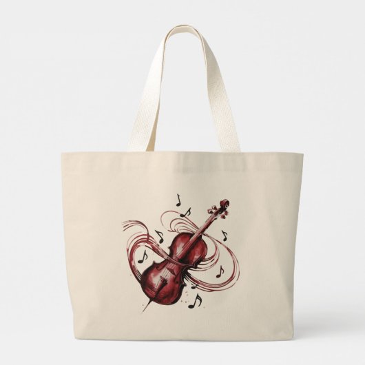abstract violin grote tote bag (Achterkant)