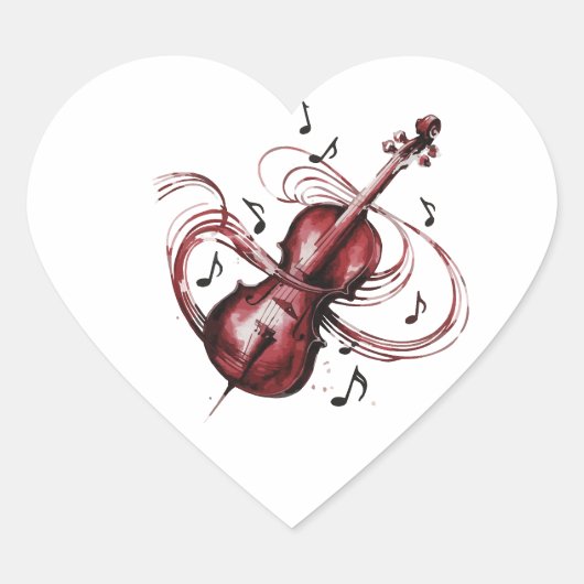 Abstract violin heart-shaped stickers (Voorkant)
