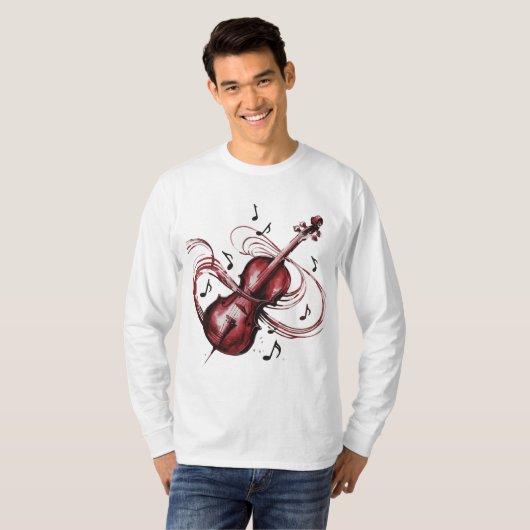 abstract violin Men's basic long-sleeved T-shirt (Voorkant volledig)