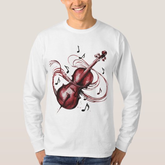 abstract violin Men's basic long-sleeved T-shirt (Voorkant)