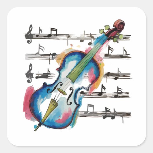 Abstract Violin Square Sticker (Voorkant)