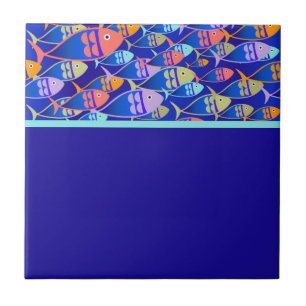 Abstract visblauwpatroon tegeltje