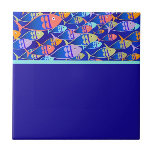 Abstract visblauwpatroon tegeltje (Voorkant)