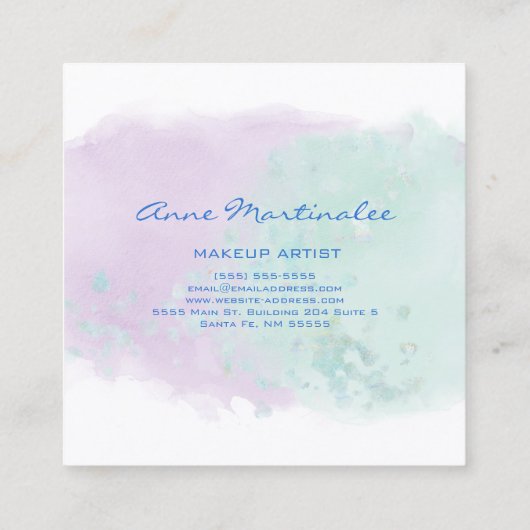 Abstract Visitekaartje Lavender en Aqua Square (Achterkant)