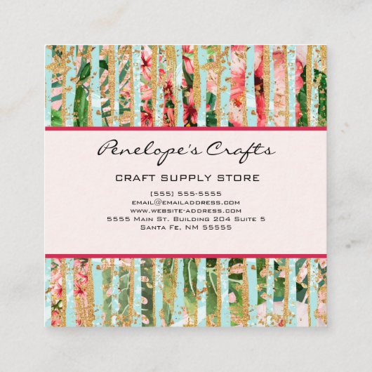 Abstract Visitekaartje tropisch vierkant (Achterkant)