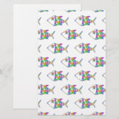 Abstract vispatroon briefpapier (Voorkant / Achterkant)