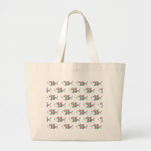 Abstract vispatroon grote tote bag