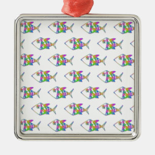 Abstract vispatroon metalen ornament