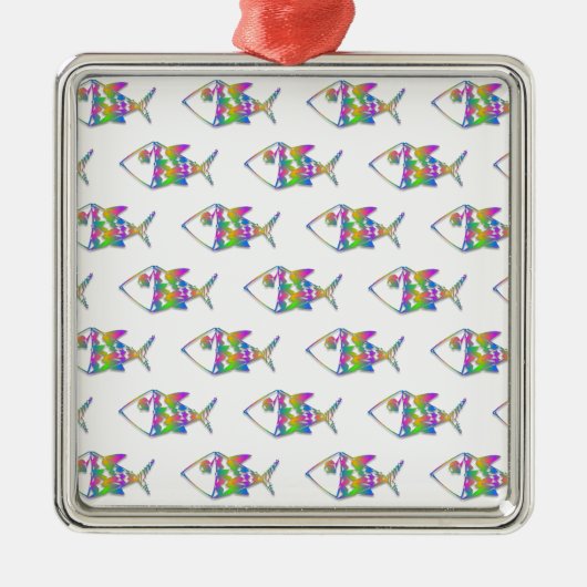Abstract vispatroon metalen ornament (Voorkant)