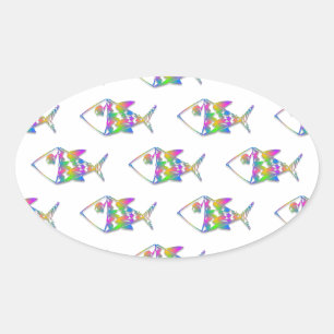 Abstract vispatroon ovale sticker