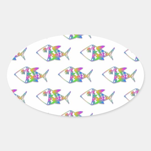 Abstract vispatroon ovale sticker (Voorkant)