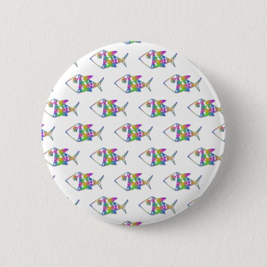 Abstract vispatroon ronde button 5,7 cm (Voorkant)