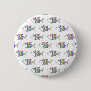 Abstract vispatroon ronde button 5,7 cm