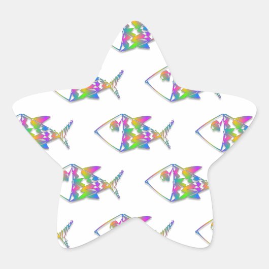 Abstract vispatroon ster sticker (Voorkant)