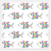 Abstract vispatroon vierkante sticker (Voorkant)