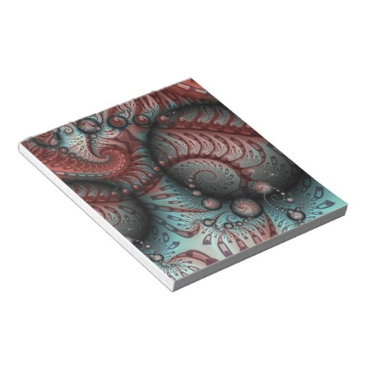 Abstract Vivid Fantasy Fractal Art Brown Blue Notitieblok (Schuin)