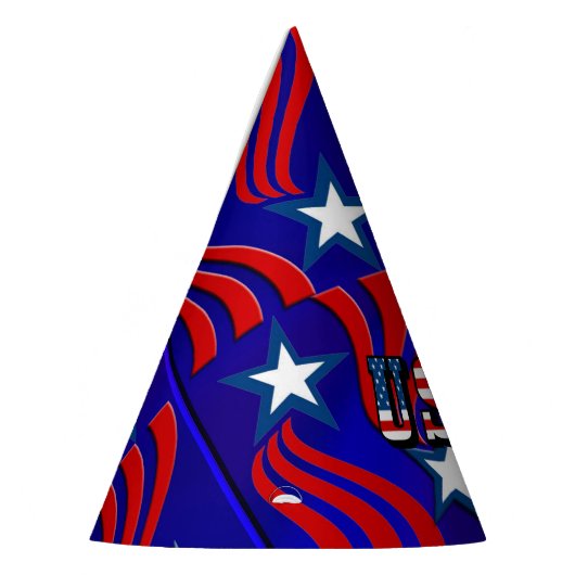Abstract vlaggenpatroon met USA Text Party Pet Feesthoedjes (Links)